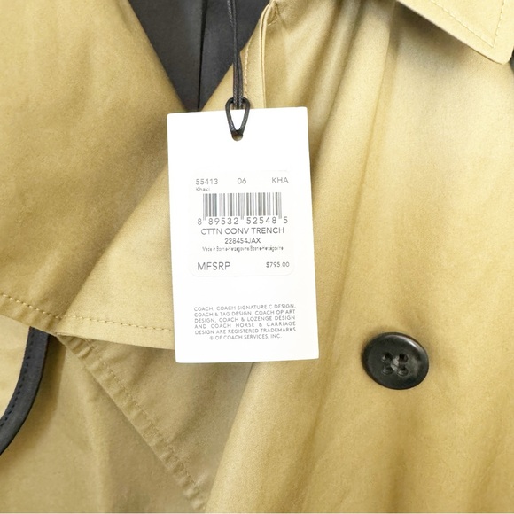COACH Convertible Khaki Trench Coat Vest BRAND NEW WITH TAGS - Picture 9 of 15